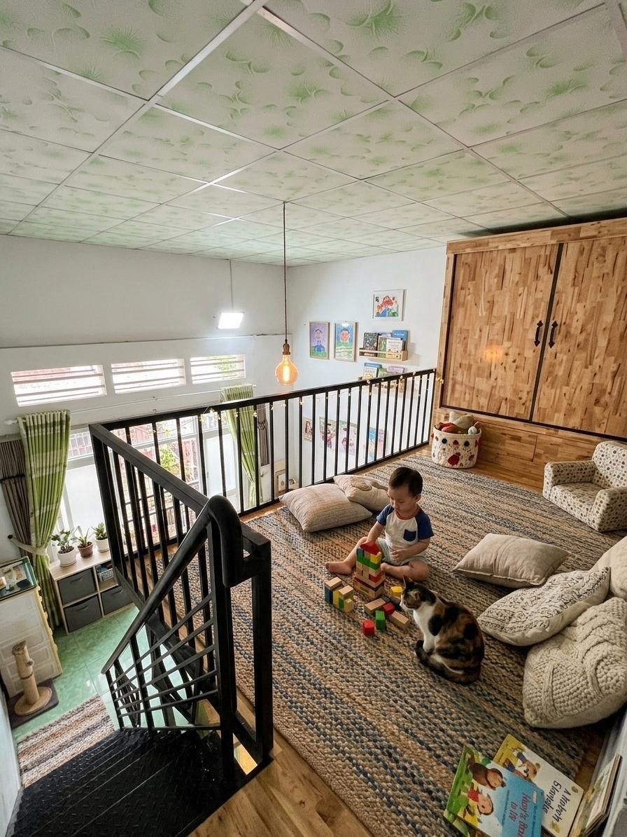 Gác xép cầu thang bậc gỗ — góc nhìn bổ sung 6